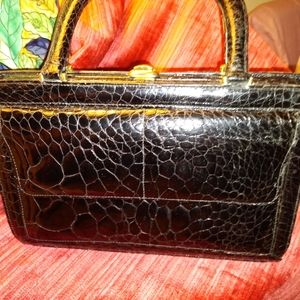 Baby Crocodile pill box vintage hand bag